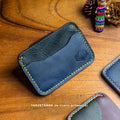 Tarjetero de cuero - Azul oscuro con negro
